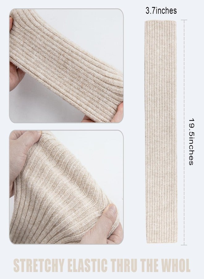 POMIJIAN Leg Warmers for Women Winter Fashion Knitting Black Leg Warmers Long Ankle Warmers for Yoga Ballet Leg Socks (Beige, 19.5in) - Image 3